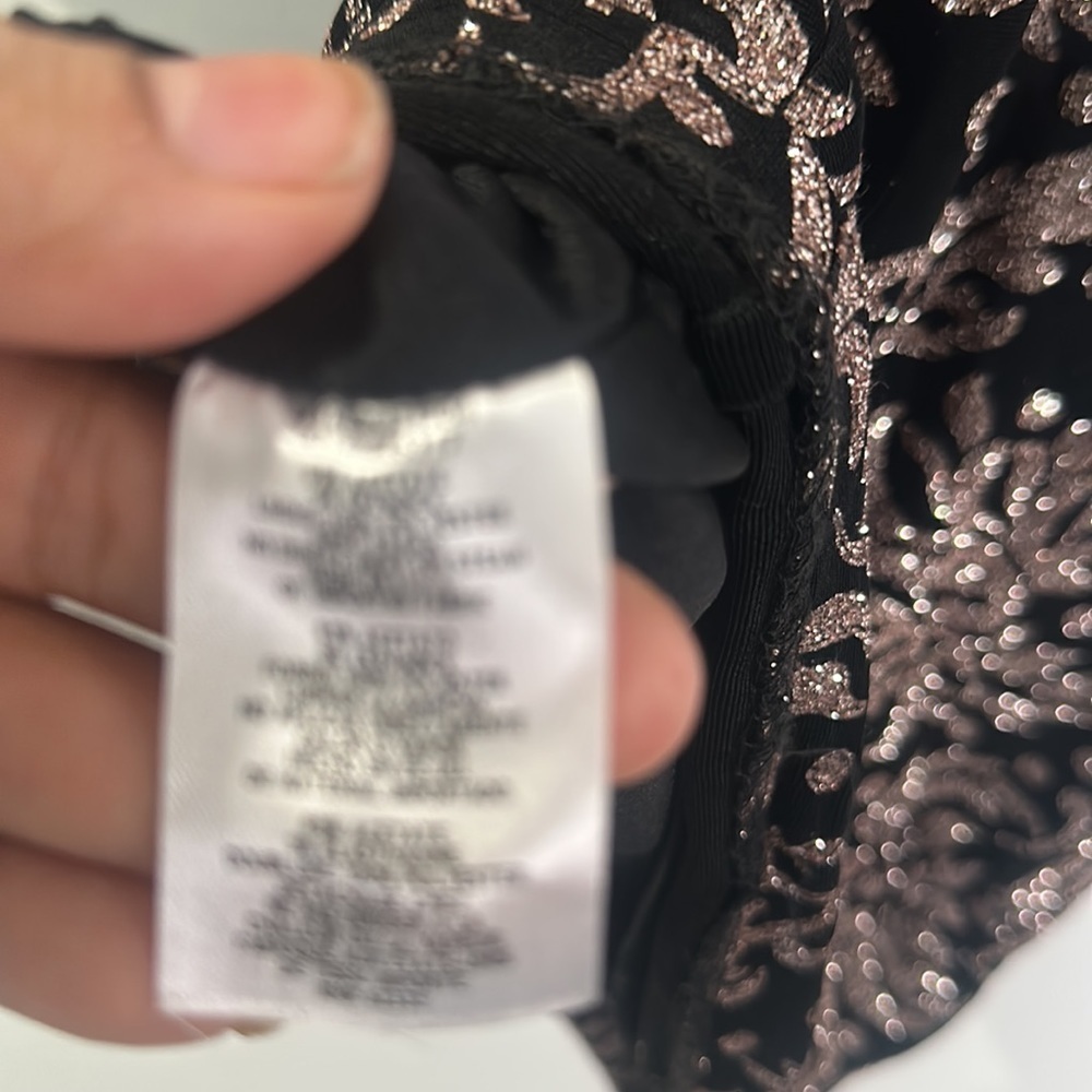 Betsy Adam black shimmer metallic midi dress 12 wedding dark romantic mob wife - Picture 11 of 16